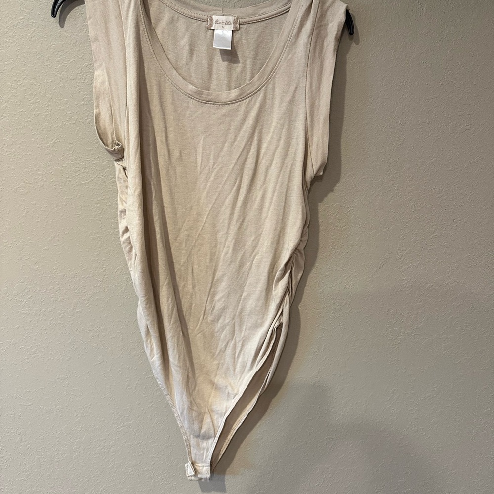 Altar'd State Tan Ruched Fitted Bodysuit